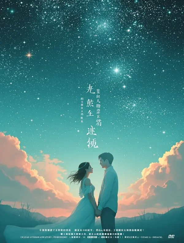 星光下的你 - 漫剧短剧在线看 甜宠短剧《星光下的你》封面,星空灯串下相望的两人